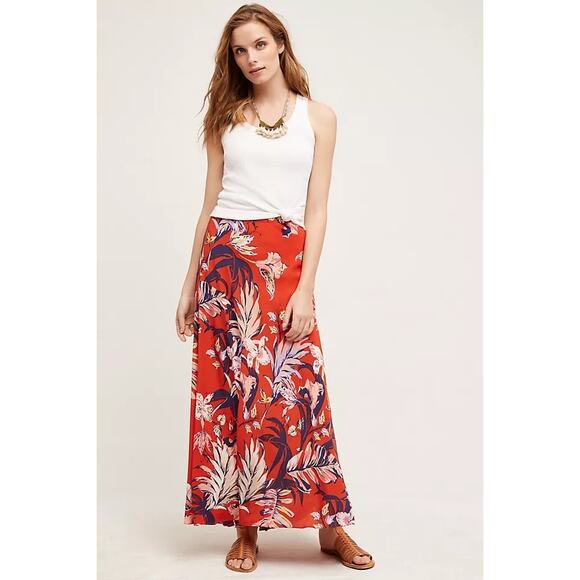 Anthropologie HD in Paris Paso Robles Silk Floral Maxi Skirt Size 8 - Picture 2 of 10